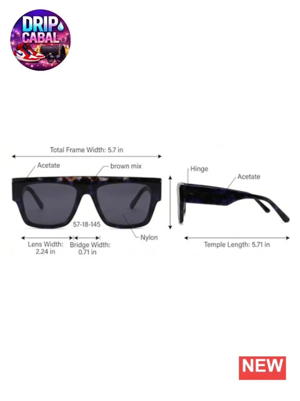 Retro Flat Top Square Sunglasses UV400 Protection Bold Thick Frame Shades